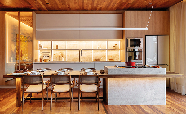 Cozinha com piso de madeira BTP Floors